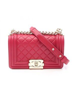 Chanel Shoulder Bag Boy Small Wine Lambskin Chain